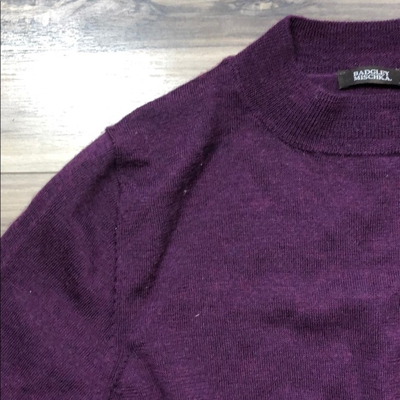 Badgley Mischka 100% Merino Wool purple Sweater - Sz L - Picture 8 of 15